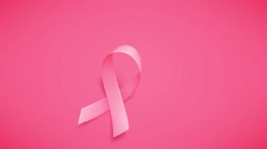 Gerçekçi pembe kurdele. Ekim ayında ulusal göğüs kanseri farkındalığı ayının sembolü olan animasyon