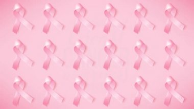 Gerçekçi pembe kurdele. Ekim ayında ulusal göğüs kanseri farkındalığı ayının sembolü olan animasyon