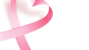 Gerçekçi pembe kurdele. Ekim ayında ulusal göğüs kanseri farkındalığı ayının sembolü olan animasyon