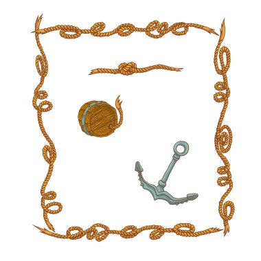 Deniz ip çerçeveler ve izole vektör set knot