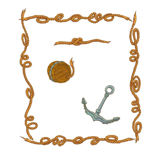 Deniz ip çerçeveler ve izole vektör set knot