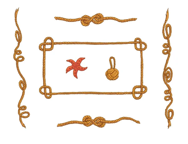 Marine Rope Frames Knots Isolated Vector Set Vector Graphics
