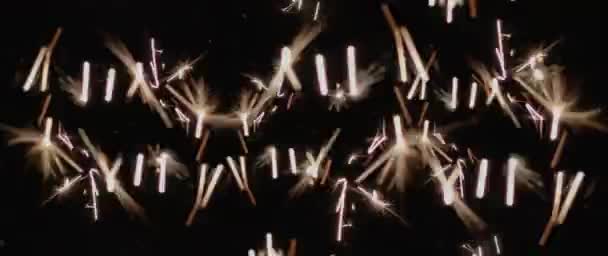 Sparklere Abstracte Care Ard Fundal Negru Sărbători Concept Sărbătoare Mișcare — Videoclip de stoc