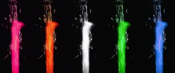 Feu Artifice Coloré Brûlant Sur Fond Noir Vacances Concept Fête — Video