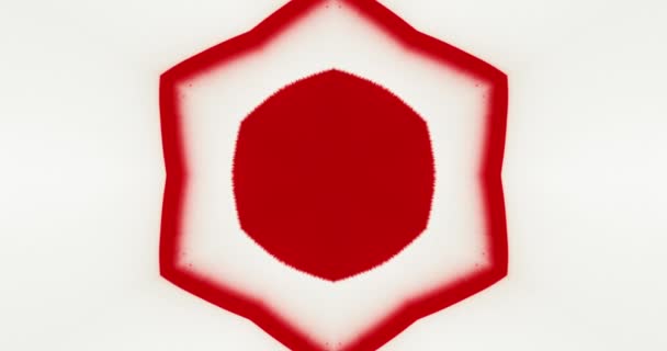 Abstrakcyjne Czerwone Koło Sześciokąta Rozprzestrzenia Się Wodzie Białym Tle Ciekłe — Wideo stockowe
