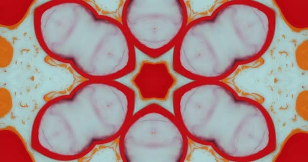 Abstraktní Kaleidoskop Červenou Oranžovou Modrou Barvou Mozaiky Abstraktní Pozadí Mandalový — Stock video