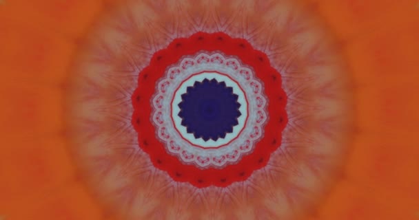 Caleidoscopio Originale Astratto Rosso Blu Mosaico Effetto Mandala Ornamentale Senza — Video Stock