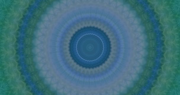 Abstracte Originele Blauwe Groene Caleidoscoop Mozaïek Naadloze Ornamentale Mandala Effect — Stockvideo