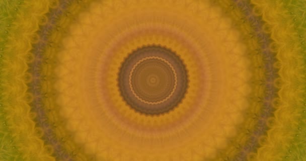 Abstract Originele Gele Oranje Caleidoscoop Mozaïek Naadloze Ornamentale Mandala Effect — Stockvideo