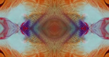 Soyut çok renkli mürekkep suda çözünüyor. Kaleydoskop psikedelik desen, ayna etkisi yaratıyor. Sıvı renk makro konsepti. 