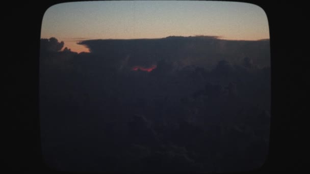 Airplane View Lightning Strikes Clouds Sunset Stormy Sky Lightning Flashing — Stock Video