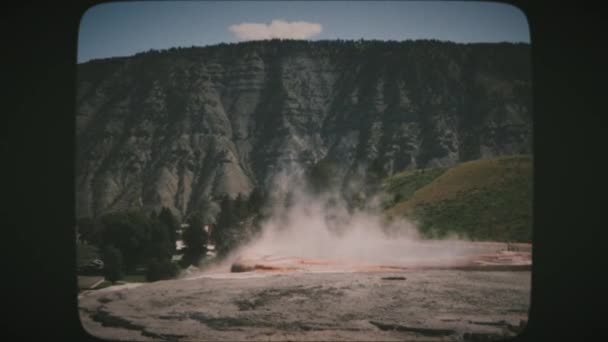 Mammoth Hot Springs Yellowstone National Park Vintage Film Look — Stock Video