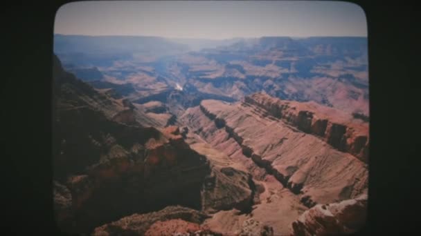 Panorámás Kilátás Grand Canyon Nemzeti Park Usa Vintage Film Nézd — Stock videók