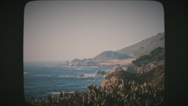 Vista Uma Bela Área Big Sur Highway One Califórnia Vintage — Vídeo de Stock