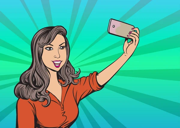 Hermosas Mujeres Jóvenes Tomando Foto Selfie Teléfono Inteligente Los Medios — Vector de stock