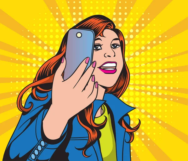 Όμορφες Νεαρές Γυναίκες Που Βγάζουν Φωτογραφίες Selfie Στο Έξυπνο Τηλέφωνο — Διανυσματικό Αρχείο