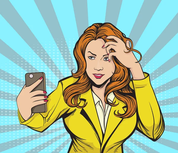 Hermosas Mujeres Jóvenes Tomando Foto Selfie Teléfono Inteligente Los Medios — Vector de stock