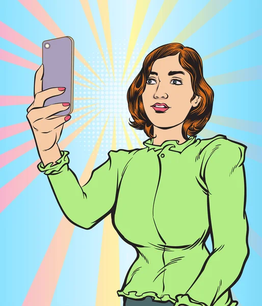 Όμορφες Νεαρές Γυναίκες Που Βγάζουν Φωτογραφίες Selfie Στο Έξυπνο Τηλέφωνο — Διανυσματικό Αρχείο