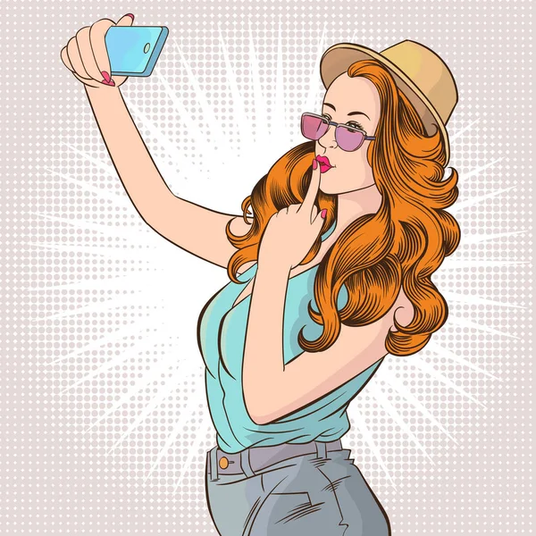 Belle Giovani Donne Che Scattano Foto Selfie Smartphone Nei Social — Vettoriale Stock