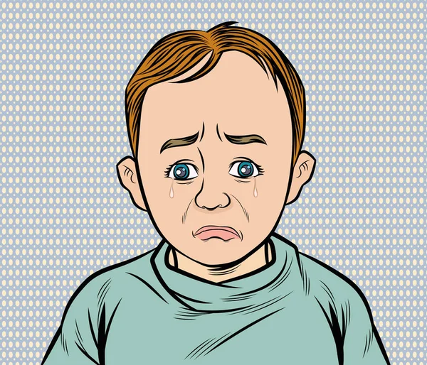 Gråtande Liten Pojke Popkonst Vektor Illustration — Stock vektor