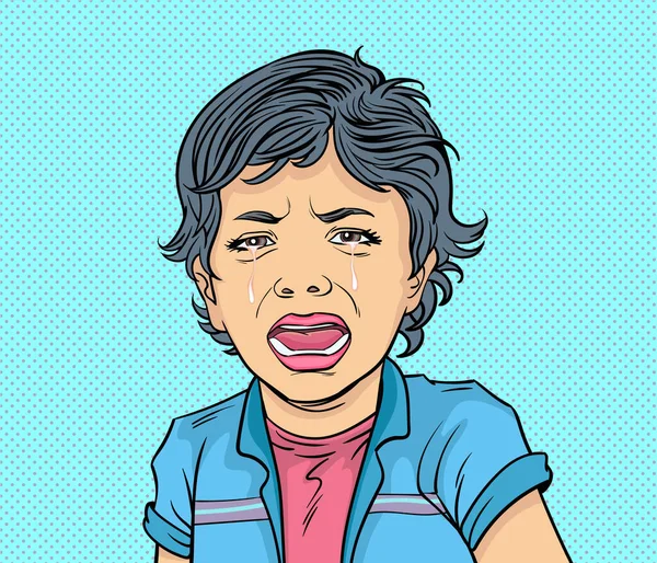Płacząca Dziewczynka Pop Art Wektor Ilustracji — Wektor stockowy