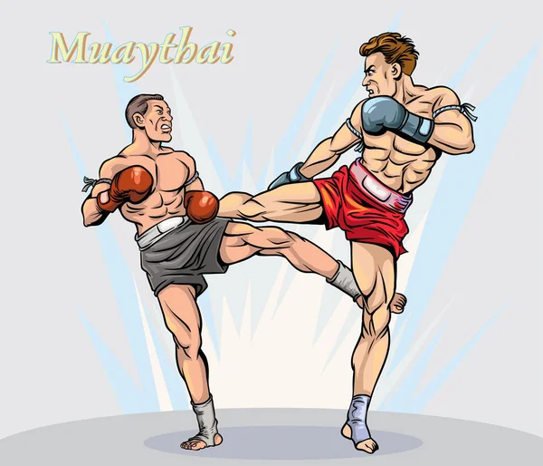 Magníficas Artes Marciais Muay Thai Ilustração Vetorial Arte Pop —  Vetores de Stock