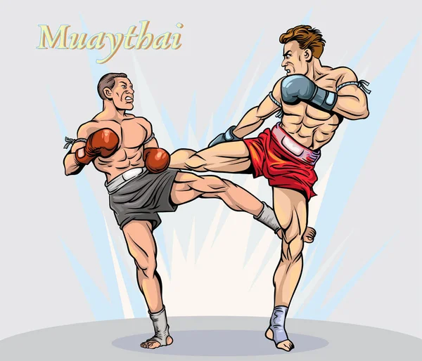 Prachtige Vechtsporten Van Muay Thai Popart Vector Illustratie — Stockvector