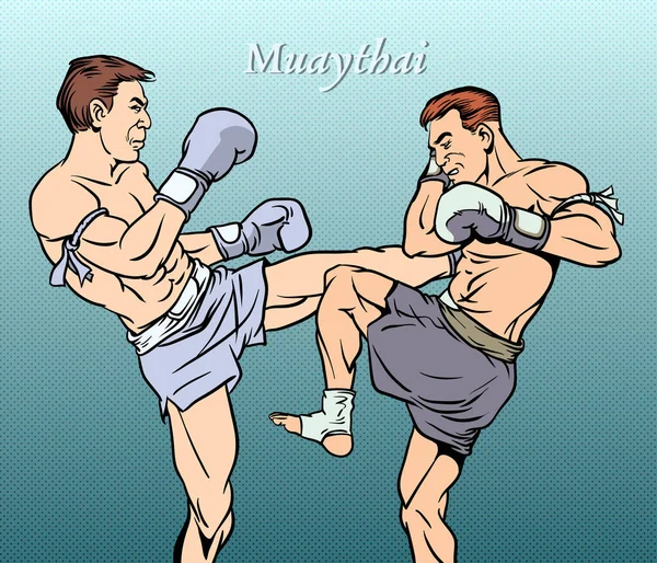 Magnifiche Arti Marziali Muay Thai Illustrazione Vettoriale Arte Pop — Vettoriale Stock