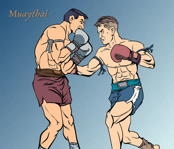 Wspaniałe Sztuki Walki Muay Thai Pop Art Wektor Ilustracji — Wektor stockowy