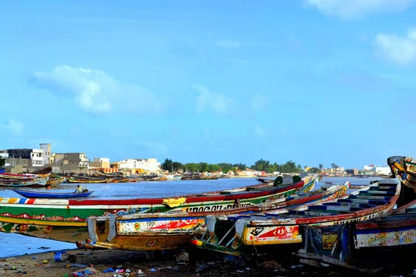 Bateaux Pêche Traditionnels Colorés Saint Louise Sénégal — Photo