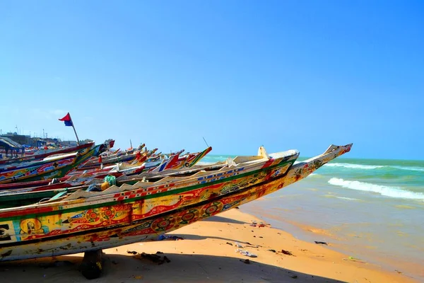 Bateaux Pêche Traditionnels Colorés Saint Louise Sénégal — Photo