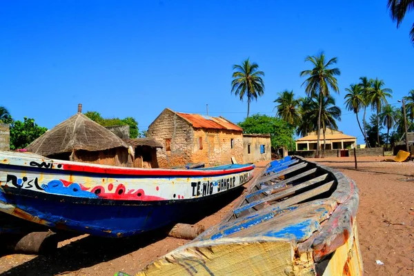 Barco Madeira Tradicional Palmarin Senegal — Fotografia de Stock