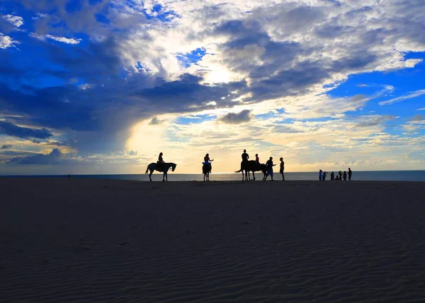 Panoramatický Výhled Dunu Při Západu Slunce Jericoacoara Brazílie — Stock fotografie