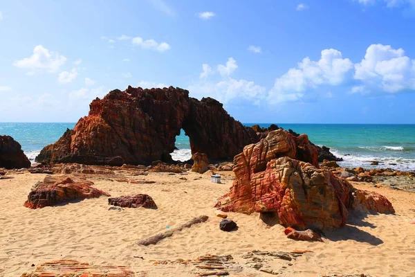 Güzel taş plaj, Pedra Furada, Jericoacoara, Brezilya