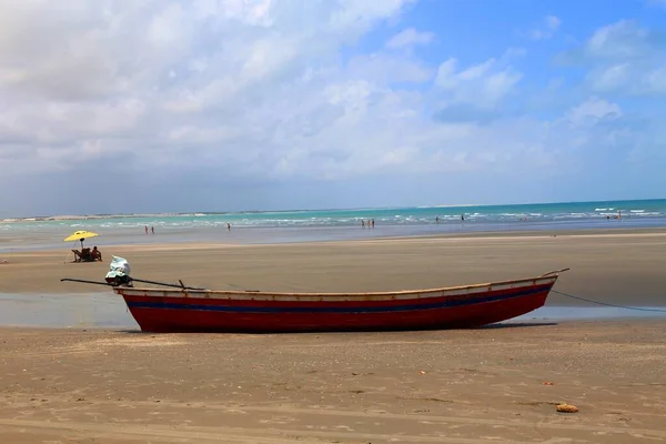 Barcos Pesca Madeira Praia Jericoacoara Brasil — Fotografia de Stock