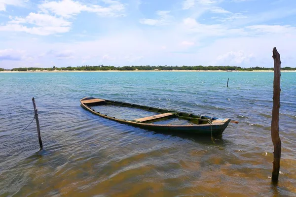 Barco Madera Hundido Laguna Brasil — Foto de Stock