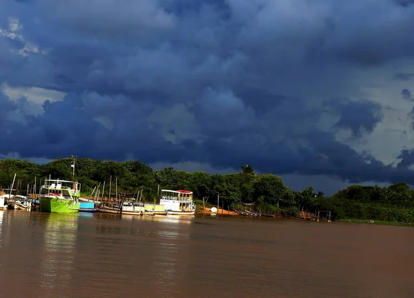 Cieli Tempestosi Sul Fiume Porto Das Barcas Parnaiba Piaui Brasile — Foto Stock