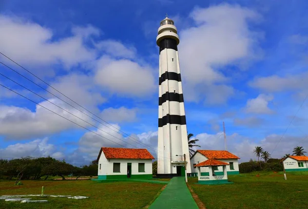 White Black Lighthouse Mandacaru Lencois Maranhenses Brazil — Stock Photo, Image