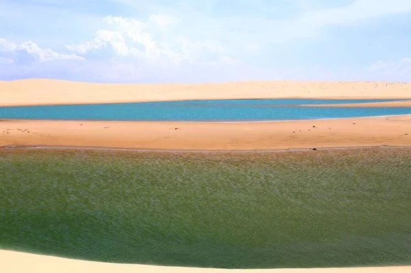 Beautiful Landscape Turquoise Lagoons White Sand Dunes National Park Lencois — Stock Photo, Image