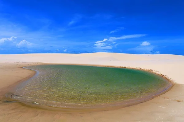 Bela Paisagem Lagoas Turquesa Dunas Areia Branca Parque Nacional Lencois — Fotografia de Stock