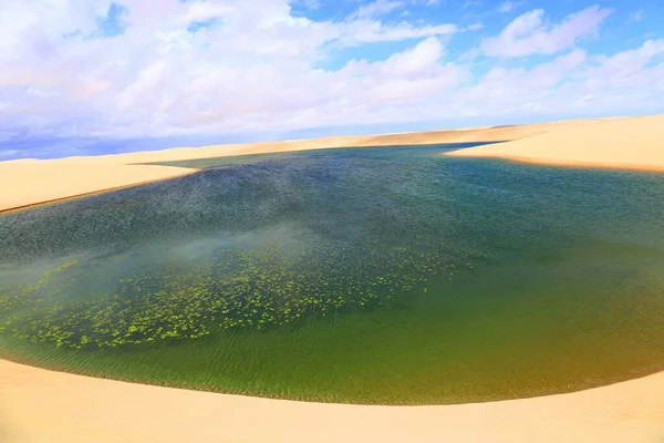 Beautiful Landscape Turquoise Lagoons White Sand Dunes National Park Lencois — Stock Photo, Image