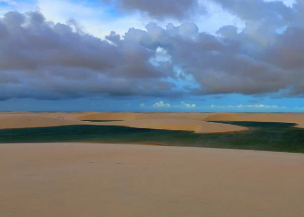 Bela Paisagem Lagoas Turquesa Dunas Areia Branca Parque Nacional Lencois — Fotografia de Stock