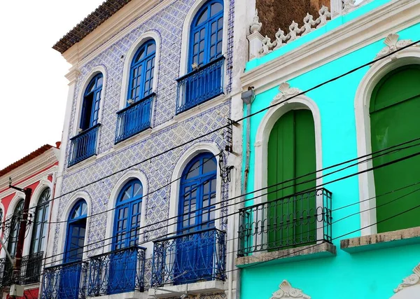 Arquitetura Tradicional Colorida Salvador Bahia Brasil — Fotografia de Stock
