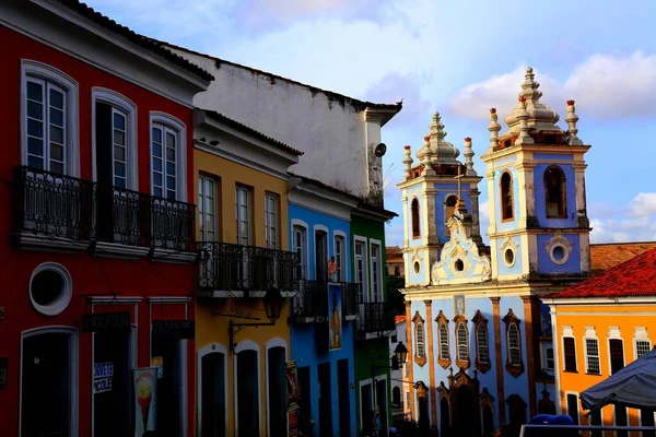 Arquitetura Tradicional Colorida Salvador Bahia Brasil — Fotografia de Stock
