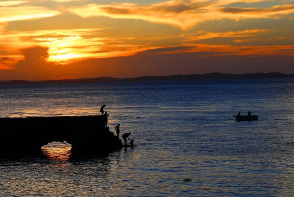 Krásný Západ Slunce Farol Barra Salvador Bahia Brazílie — Stock fotografie