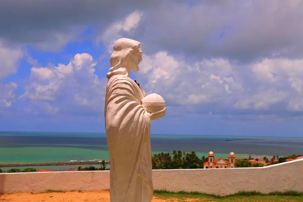 Bela Vista Sobre Vila Exuberante Igreja Oceano Azul Turquesa Olinda — Fotografia de Stock