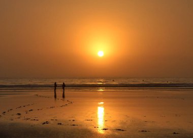 Essaouira, Fas sahilinde güzel bir gün batımı.