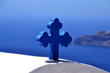 Oia, Santorini ve Yunanistan 'daki kültür sahalarının güzel manzarası