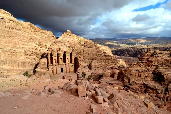 Vue Beau Monastère Petra — Photo