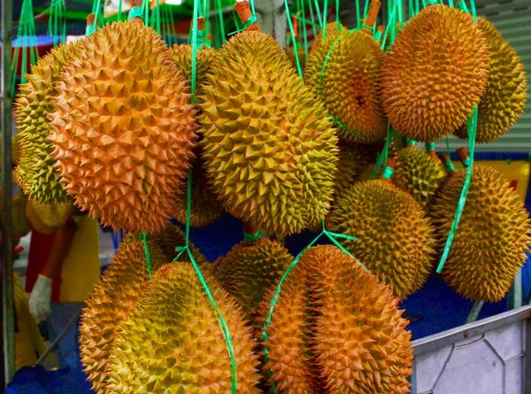 Fruits Duriens Sur Marché Local Malaisie — Photo